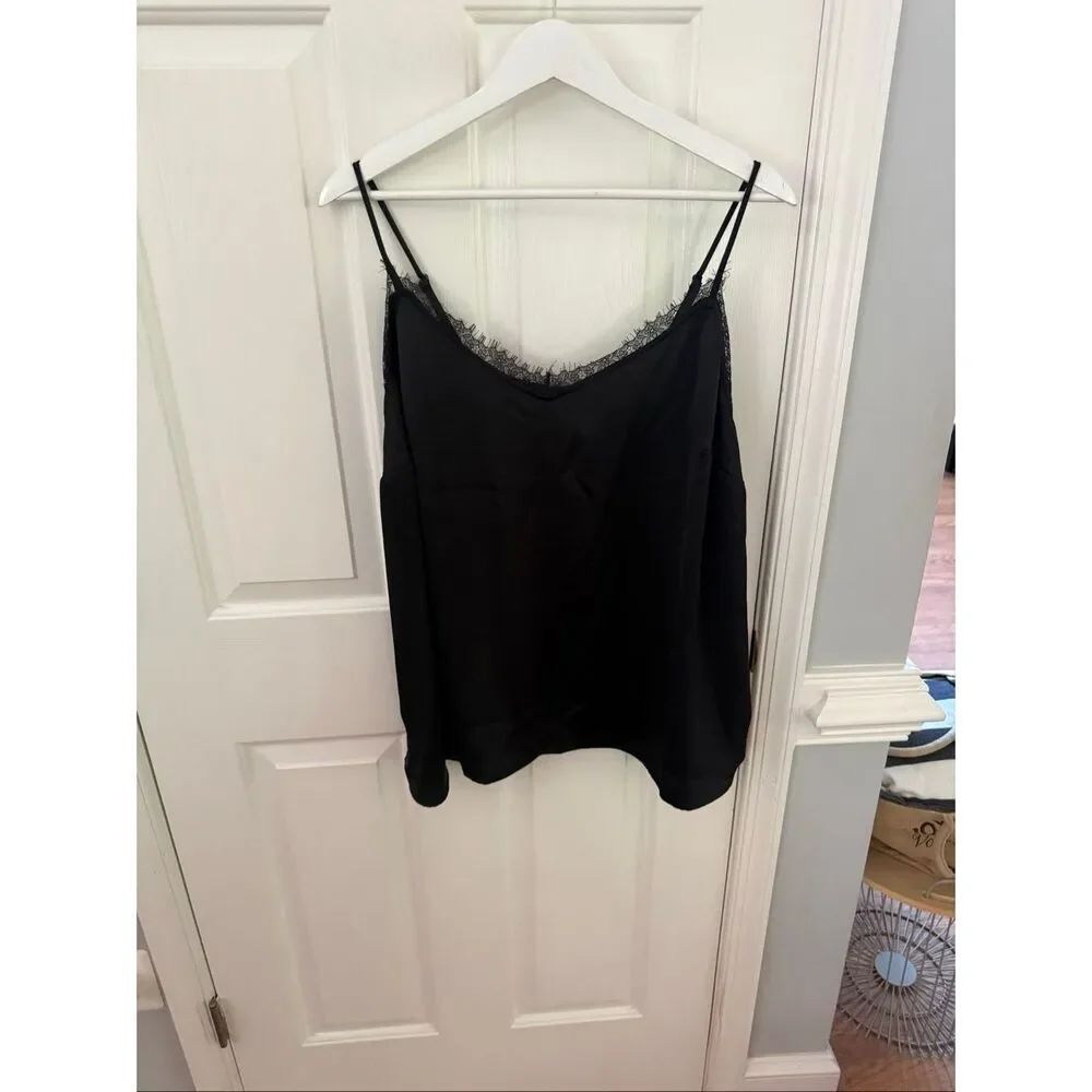 Lane Bryant Black Satin & Eyelash Lace Camisole Sz 18 NWT